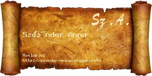 Szünder Anna névjegykártya